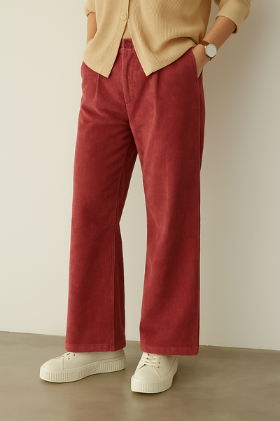 Women’s Rust Red Corduroy Wide-Leg Pants