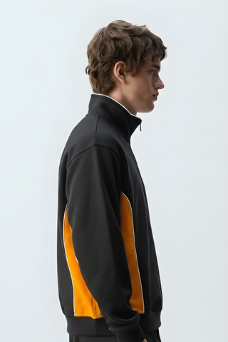 Black & Orange Quarter-Zip Track Sweatshirt