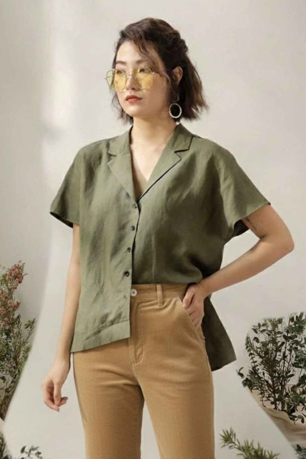 Women’s Camel Brown Corduroy Wide-Leg Pants