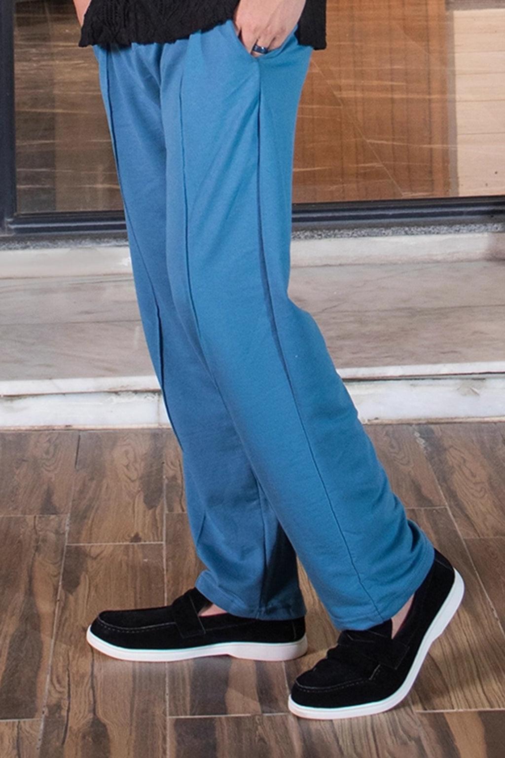 Sky Blue Relaxed Fit Trousers for Effortless Urban Style