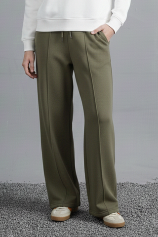 Dusty Olive Wide-Leg Trousers