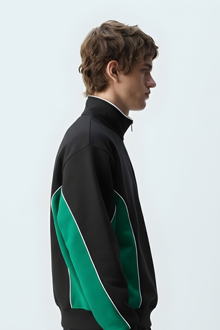 Black & Green Quarter-Zip Track Sweatshirt