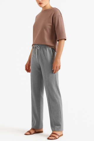 Slate Drift Drawstring Trousers- Light Grey