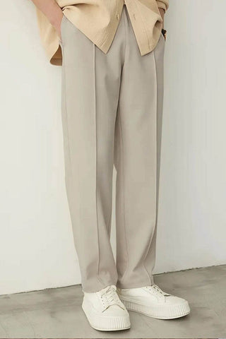 Relaxed Fit Platted Trouser - Cream Beige - Ecowears.pk