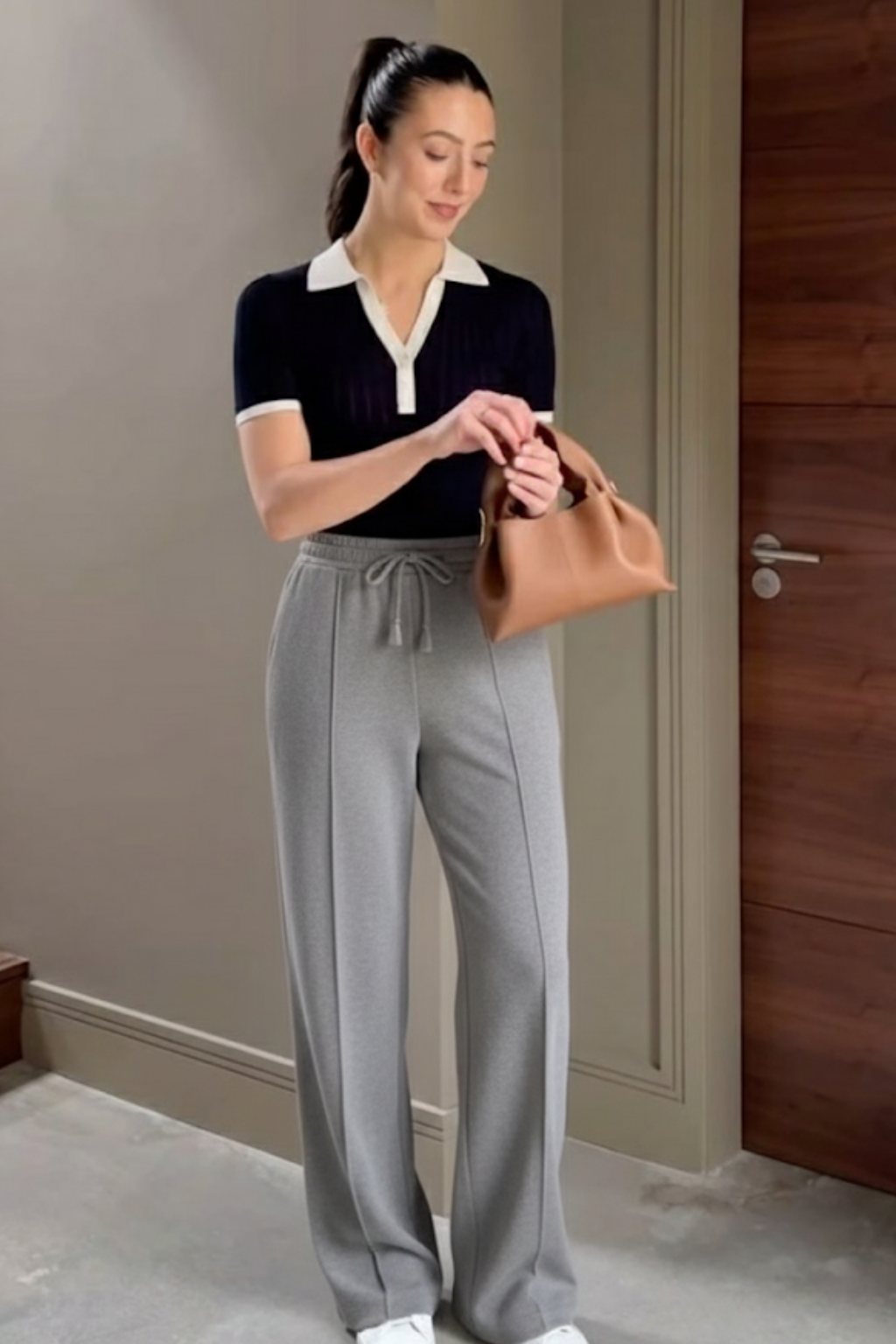 Slate Drift Drawstring Trousers- Light Grey