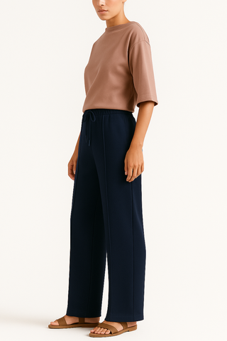 Royal Wave Wide-Leg Trousers - Dark Blue