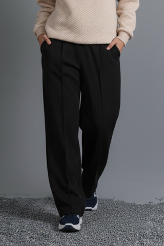 Shadow Luxe Wide-Leg Trousers - Black