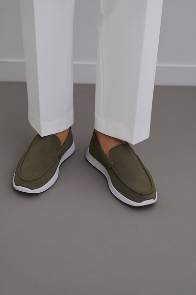 Olive Green Slip-On Loafers
