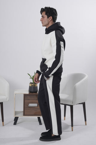 Black & Off-White Colorblock Tracksuit