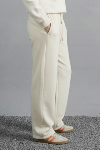 Vanilla Cloud Wide-Leg Cotton Trousers - Off-White