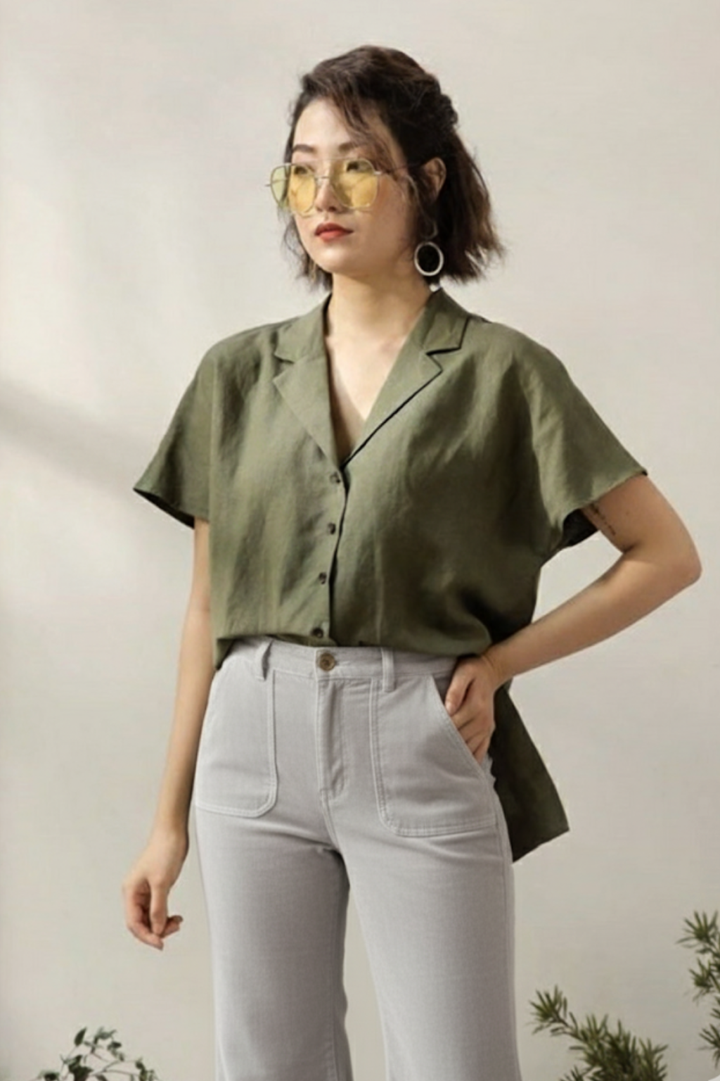 Women’s Grey Corduroy Flared Pants