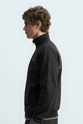 Black Zip-Up Track Jacket