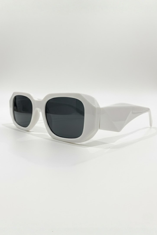 White Bold Frame Sunglasses