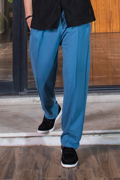 Sky Blue Relaxed Fit Trousers for Effortless Urban Style