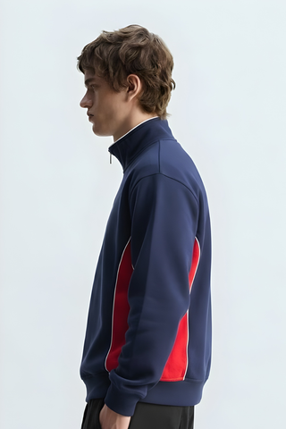 Navy & Red Quarter-Zip Sweatshirt