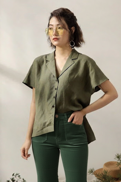 Women’s Forest Green Corduroy Wide-Leg Pants