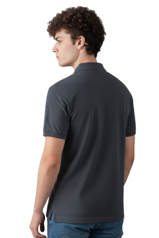 Men's Short Sleeve Polo - Deep Green Textured Smart Casual Tee