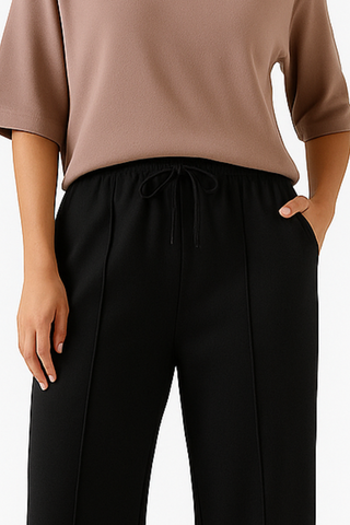 Shadow Luxe Wide-Leg Trousers - Black