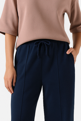 Royal Wave Wide-Leg Trousers - Dark Blue