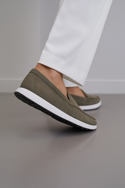 Olive Green Slip-On Loafers