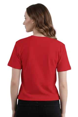 Women's Red Cotton T-Shirt – Classic Fit, Everyday Essential