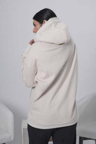 Cream Minimal Hoodie