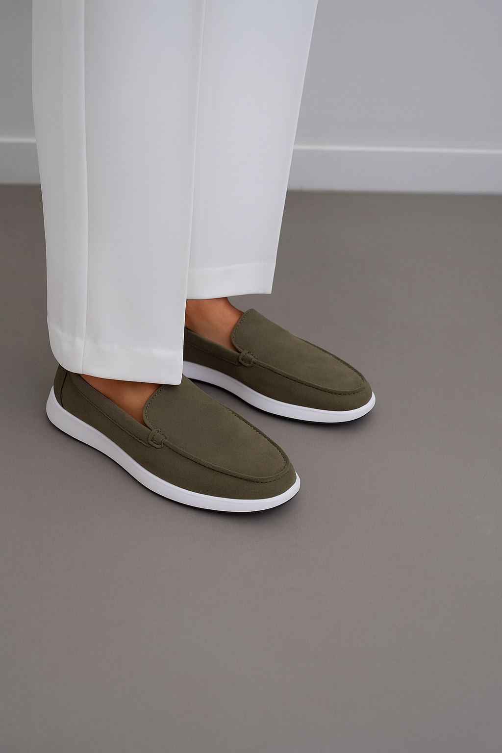 Olive Green Slip-On Loafers