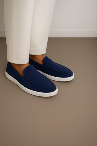 Navy Blue Suede Loafers