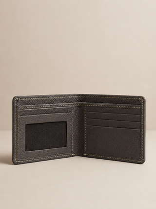 Pebbled Leather ID Bifold Wallet