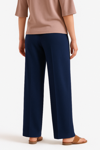 Royal Wave Wide-Leg Trousers - Dark Blue