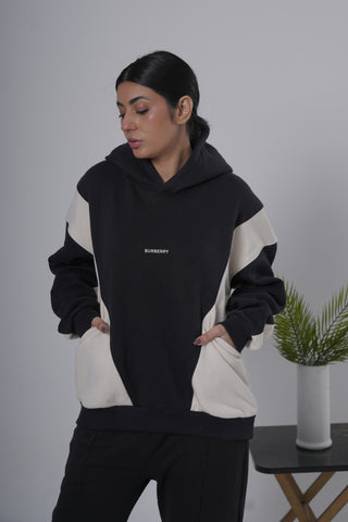 Black & Off-White Block Hoodie