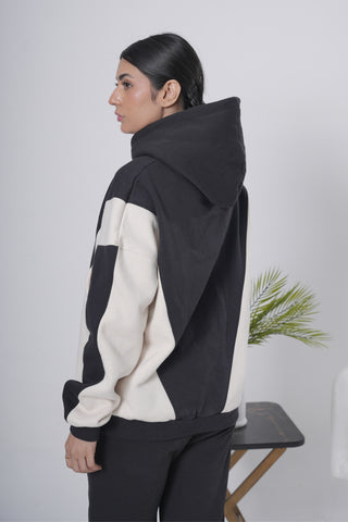 Black & Off-White Block Hoodie