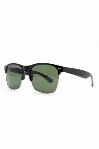 Classic Black Green-Tint Sunglasses