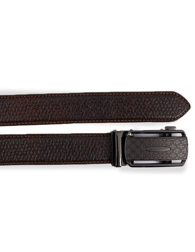 Leather Belt Brown – Designer Pattern with Metal Buckle