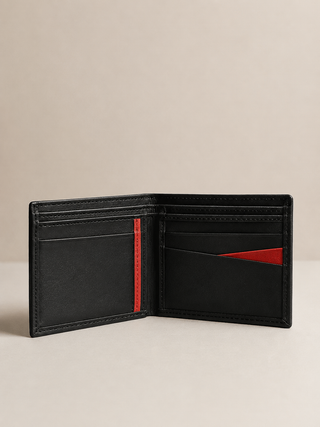 Dual-Tone Leather Accent Bifold Wallet