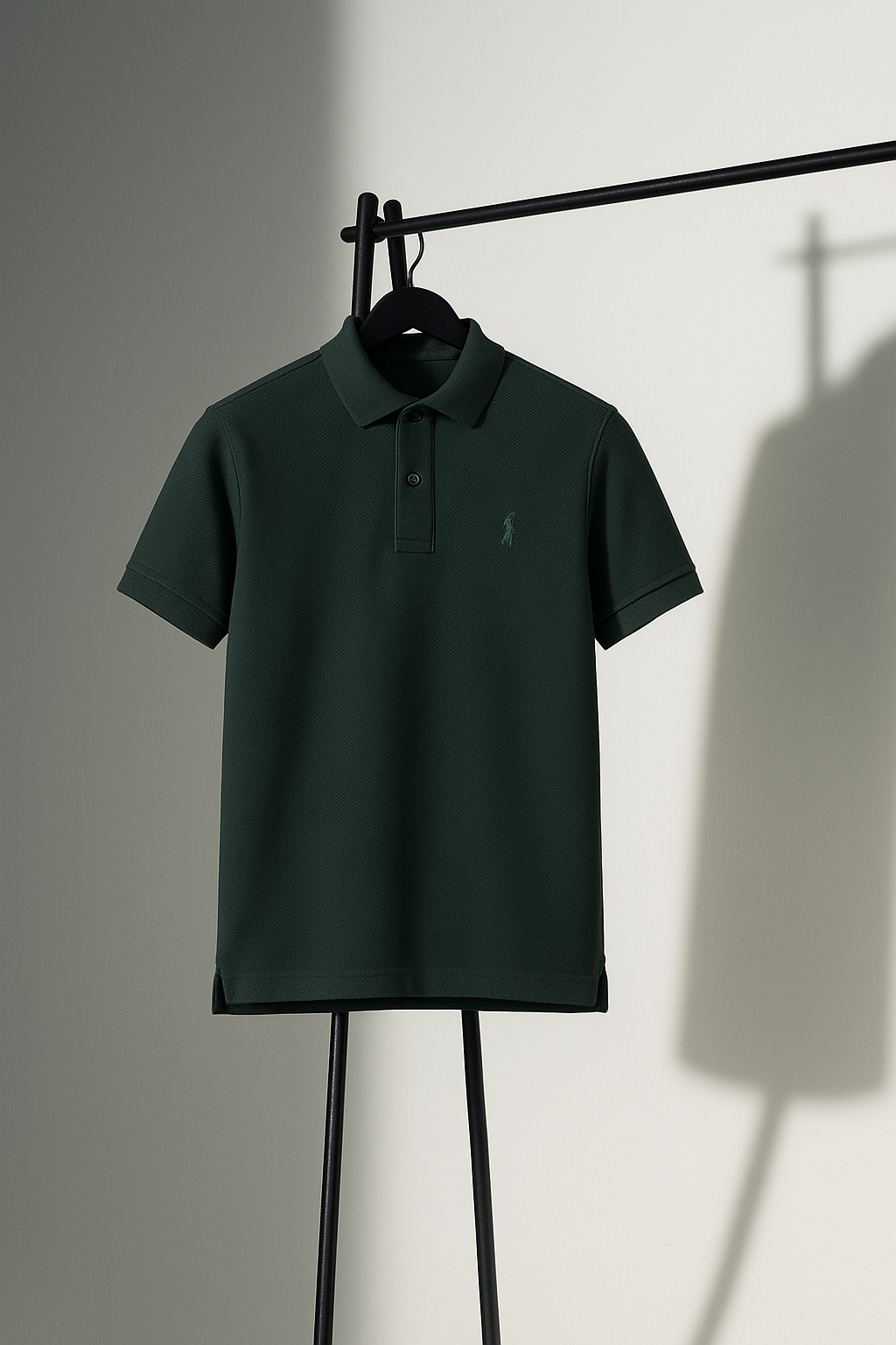 Men's Short Sleeve Polo - Deep Green Textured Smart Casual Tee