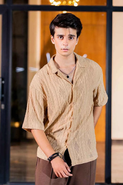 Beige Cream Textured Shirt