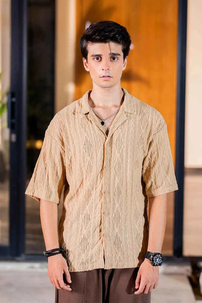 Beige Cream Textured Shirt