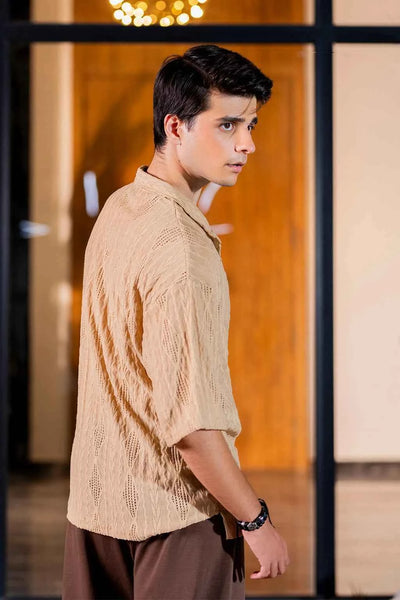 Beige Cream Textured Shirt