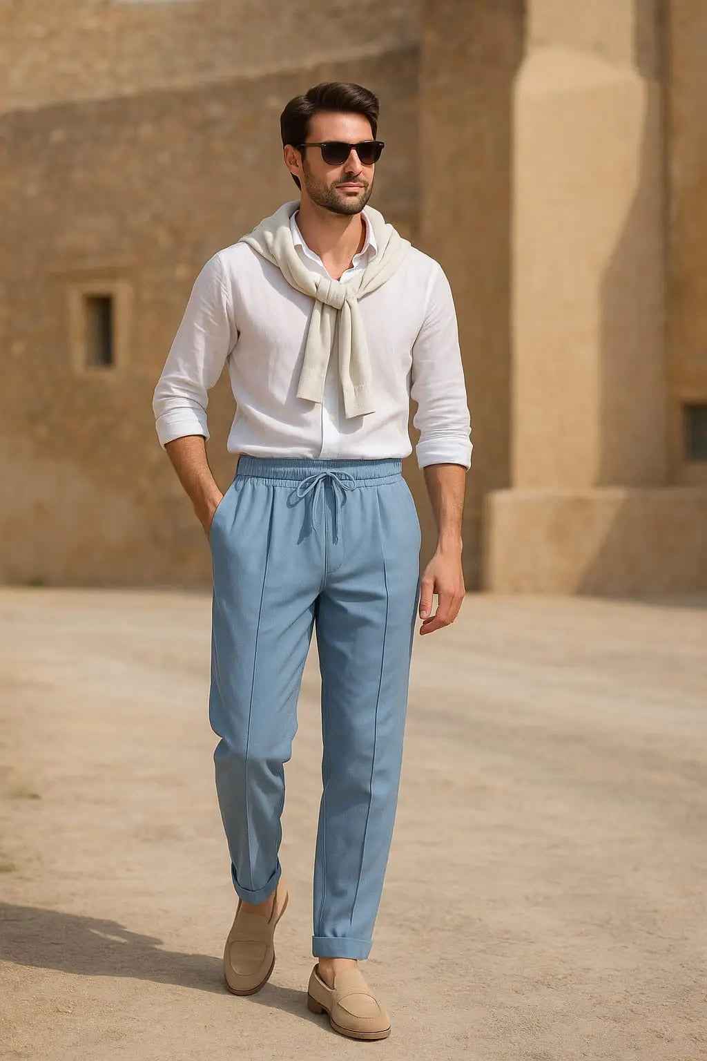 Black Sheer Shirt & Teal Trousers Summer Set