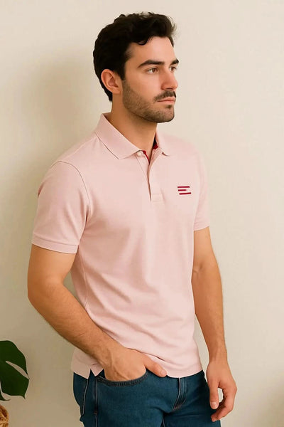 Blush Pink Men's Polo Shirt – Soft Cotton Comfort with Signature Style