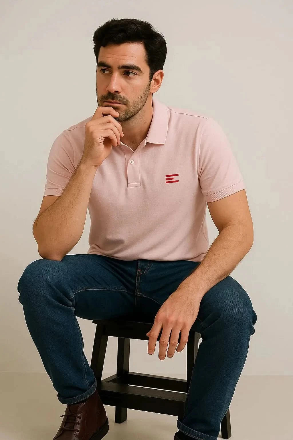 Blush Pink Men's Polo Shirt – Soft Cotton Comfort with Signature Style