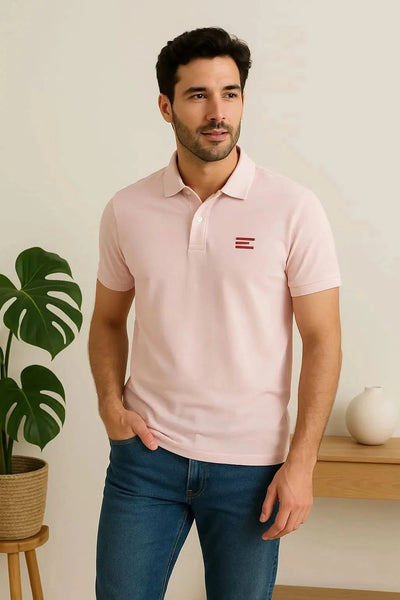 Blush Pink Men's Polo Shirt – Soft Cotton Comfort with Signature Style