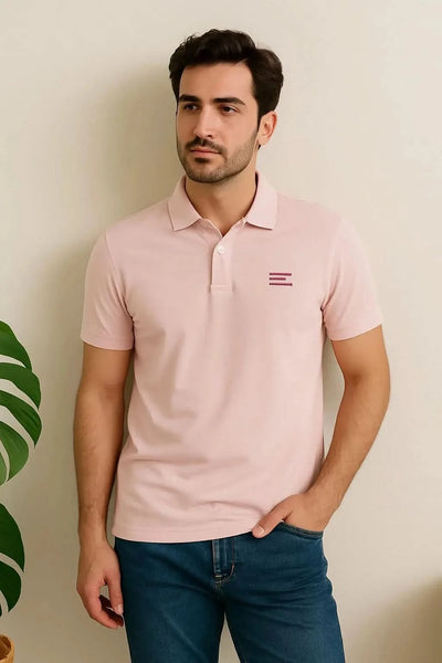 Blush Pink Men's Polo Shirt – Soft Cotton Comfort with Signature Style