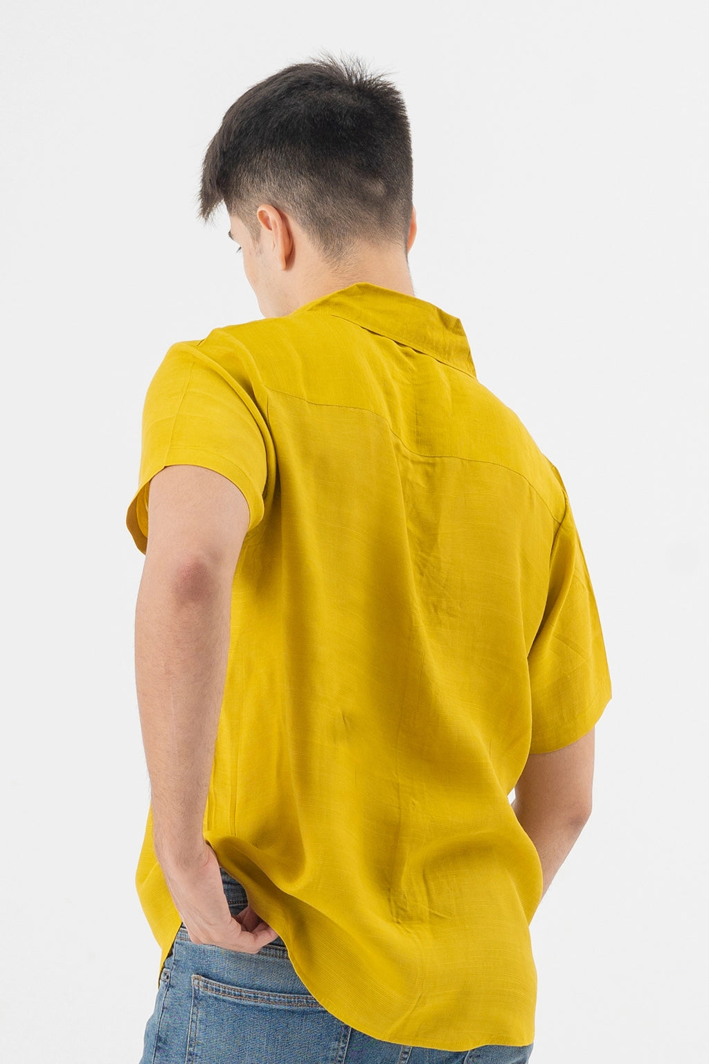 Bold Mustard Short Sleeve Shirt for Trendy Summer Looks