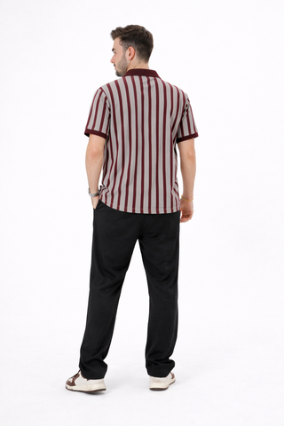 Maroon Stripe Polo Tee