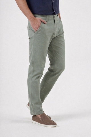 Olive Slim Fit Stretch Pants