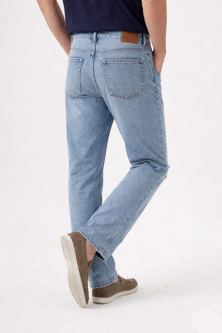 Light Blue Distressed Slim Fit Pants