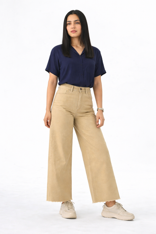 Beige Wide Leg Denims