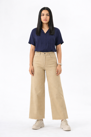 Beige Wide Leg Denims